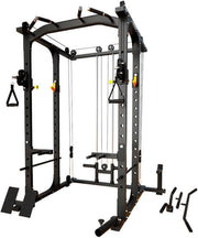 Power Cage Squat Rack Cable Crossover Dual Pulley Home Gym