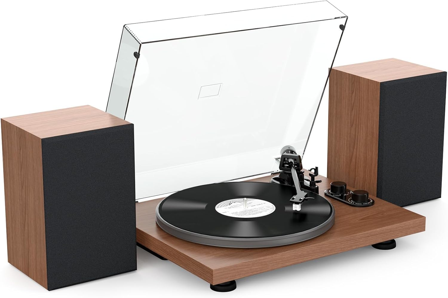 Bluetooth Turntable Hi-Fi System with 40W Speakers, Belt-Drive Vinyl Player