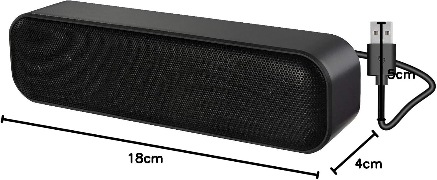 USB Computer Soundbar Speaker Plug & Play Mini Desktop PC Laptop