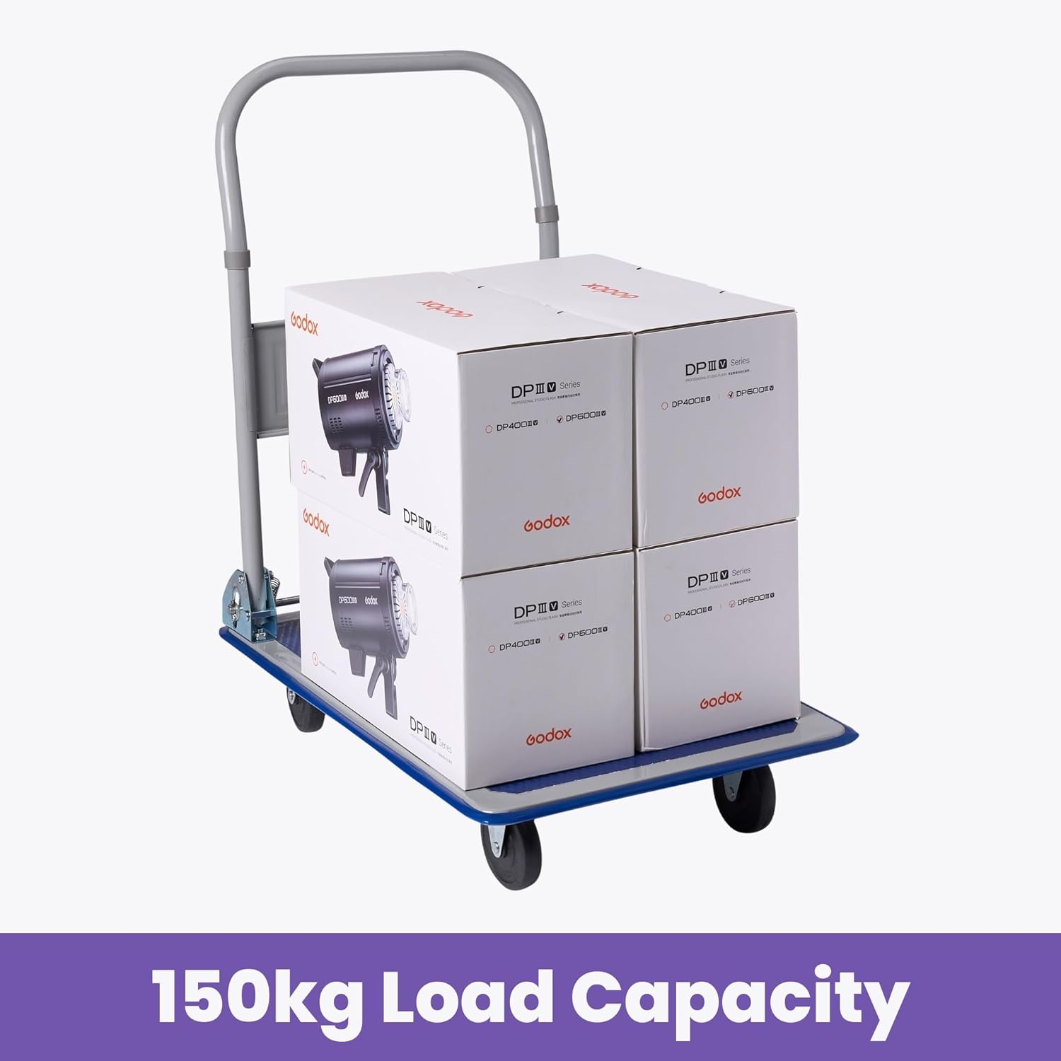 Heavy Duty Folding Platform Trolley 150KG Push Cart Blue