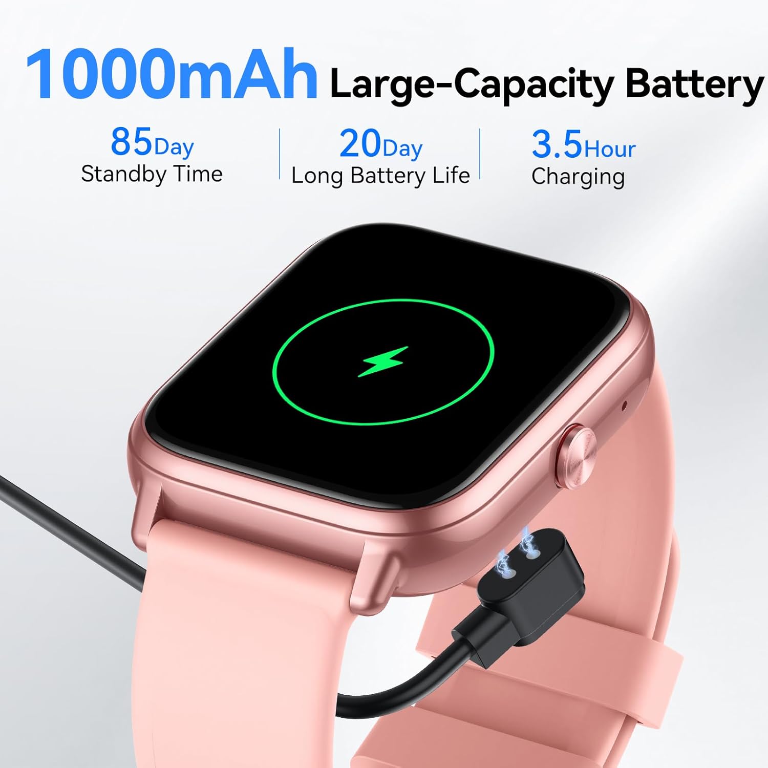 Smart Watch 20 Day Battery Bluetooth Calling Fitness Tracker Pink