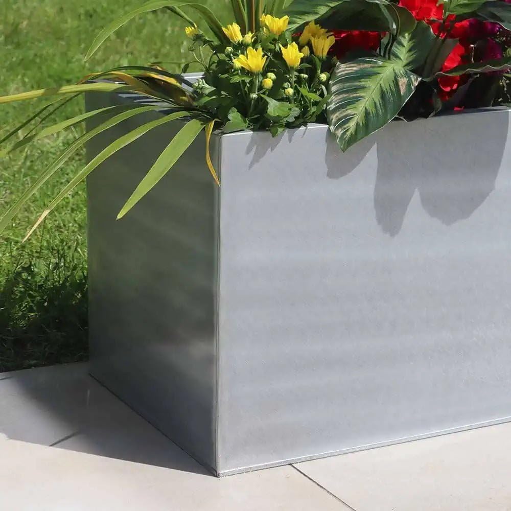 Galvanised Metal Trough Planter Silver Rustproof Garden Box 75cm