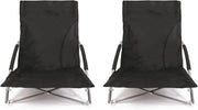 Set of 2 Low Folding Beach Chairs Black