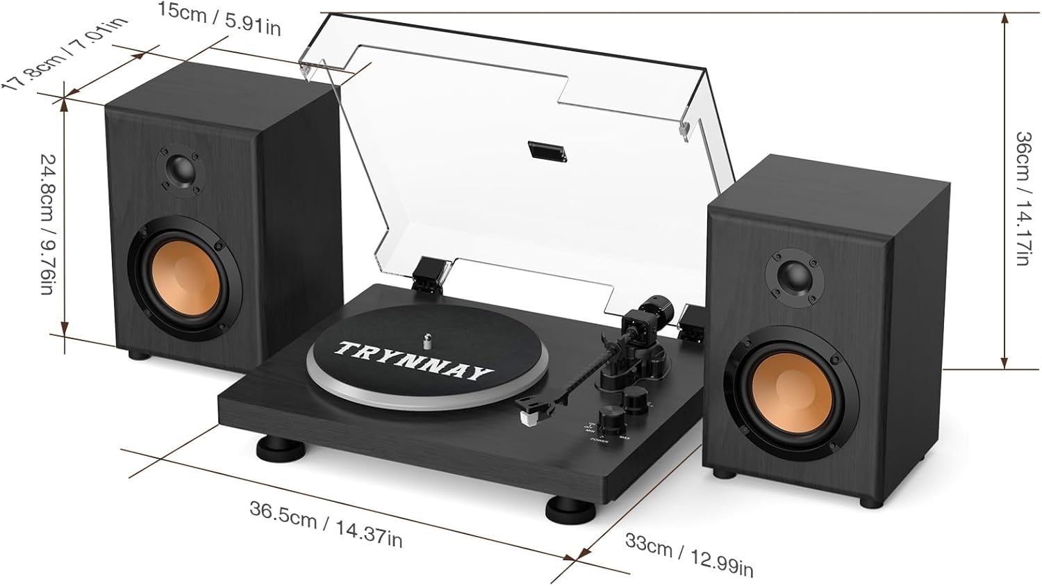 High-Fidelity Vinyl Turntable with Bluetooth, 33/45 RPM, Adjustable Counterweight