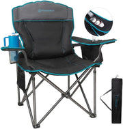 Oversized Camping Chair 550LB with Cooler Pocket Black Grey