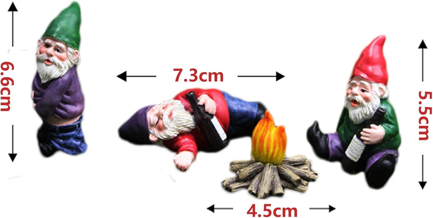4Pcs Funny Garden Gnomes Set Drunk Peeing Resin Outdoor Decor