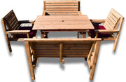 4FT Wooden Garden Dining Set Table with 2 Benches & 2 Chairs