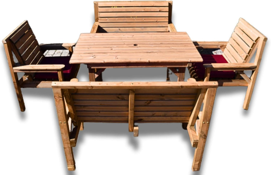 4FT Wooden Garden Dining Set Table with 2 Benches & 2 Chairs