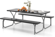 8 Seater Outdoor Picnic Table Bench Set w/Umbrella Hole Patio