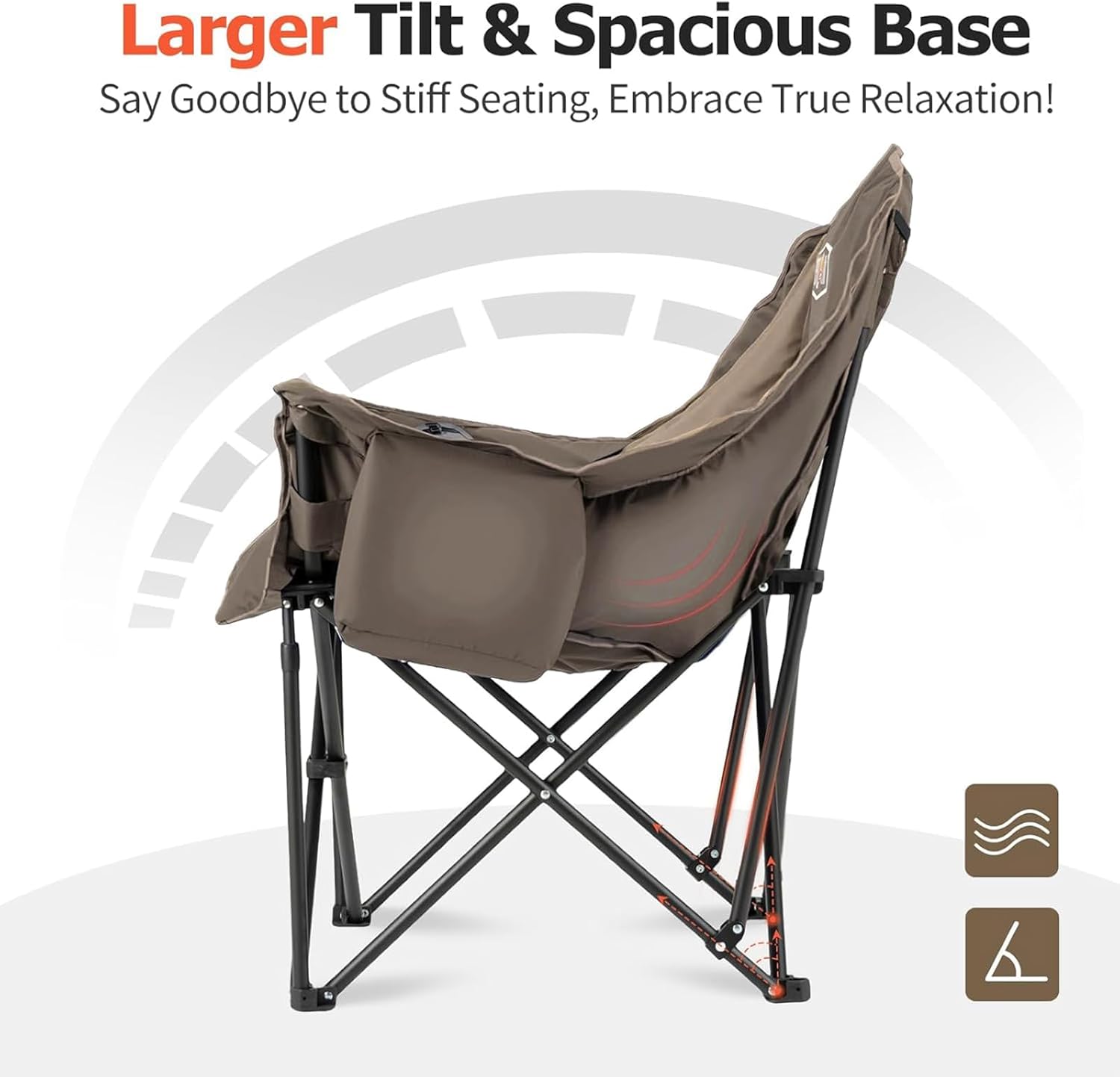Oversized XL Camping Chair 450lb Padded Khaki Folding
