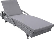 Rattan Sun Lounger Recliner Bed with Cushion Garden Grey