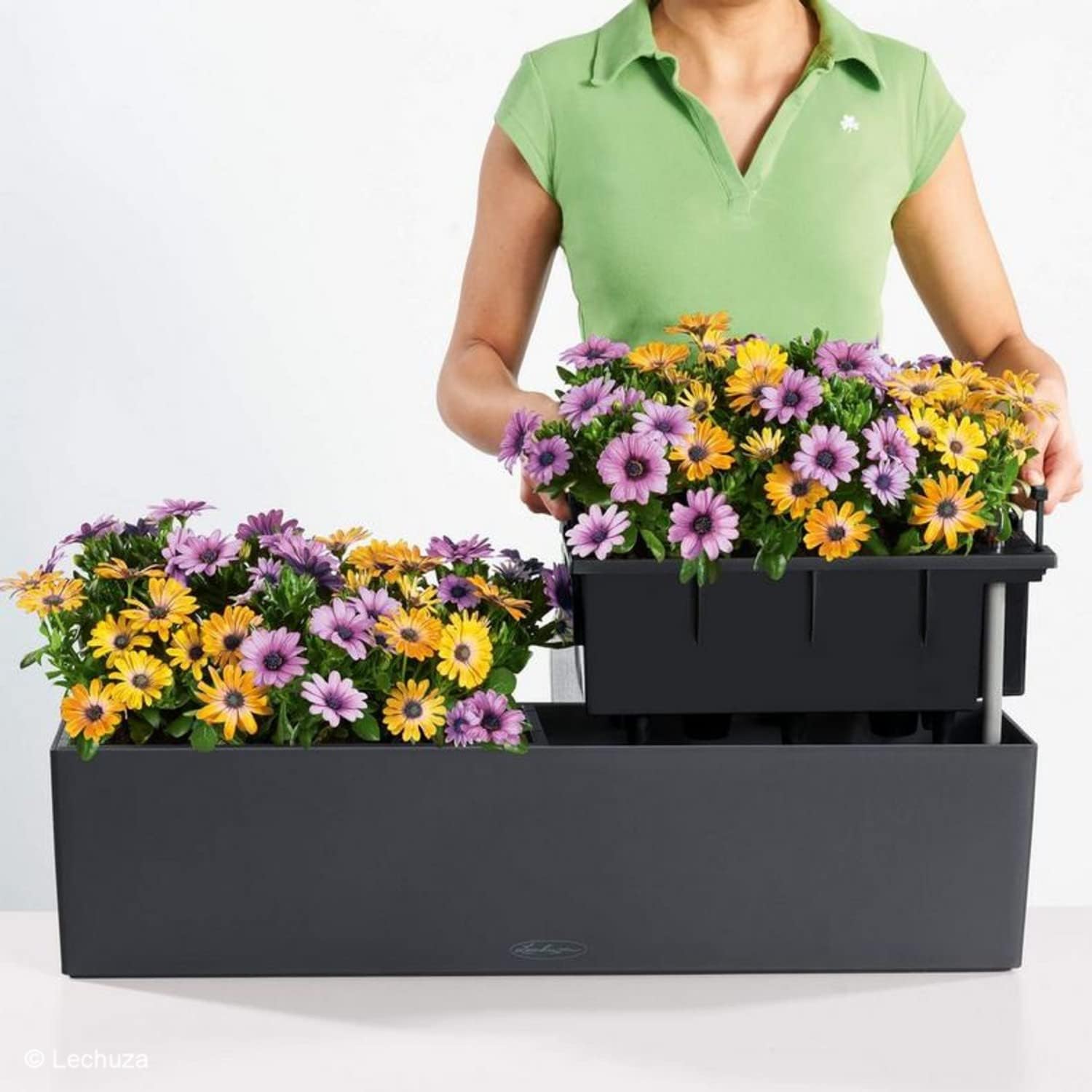 80cm Self Watering Window Box Planter Sand Brown Balcony Pot
