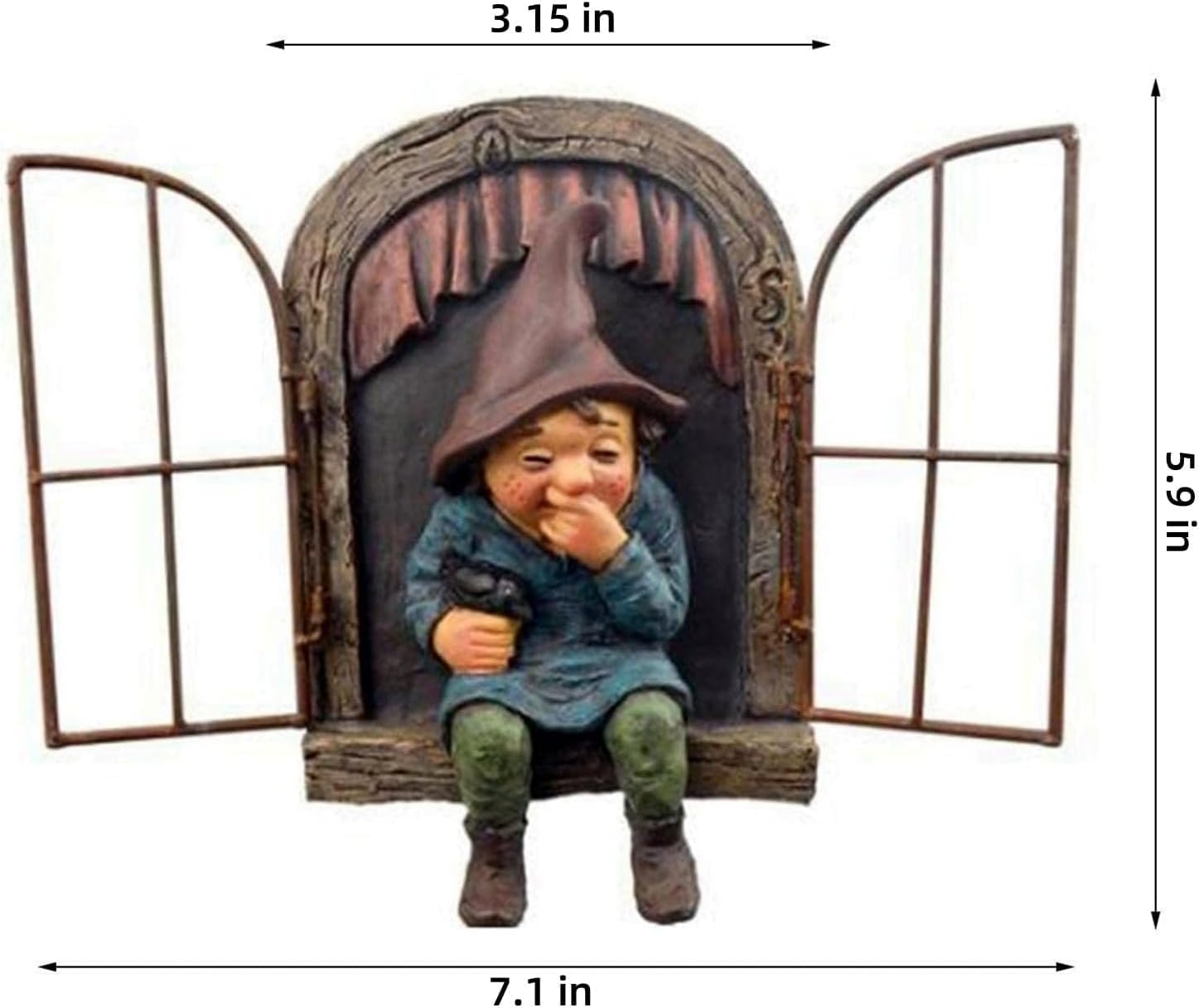 Tree Hugger Gnome Statue Hanging Elf Garden Decor Patio Lawn