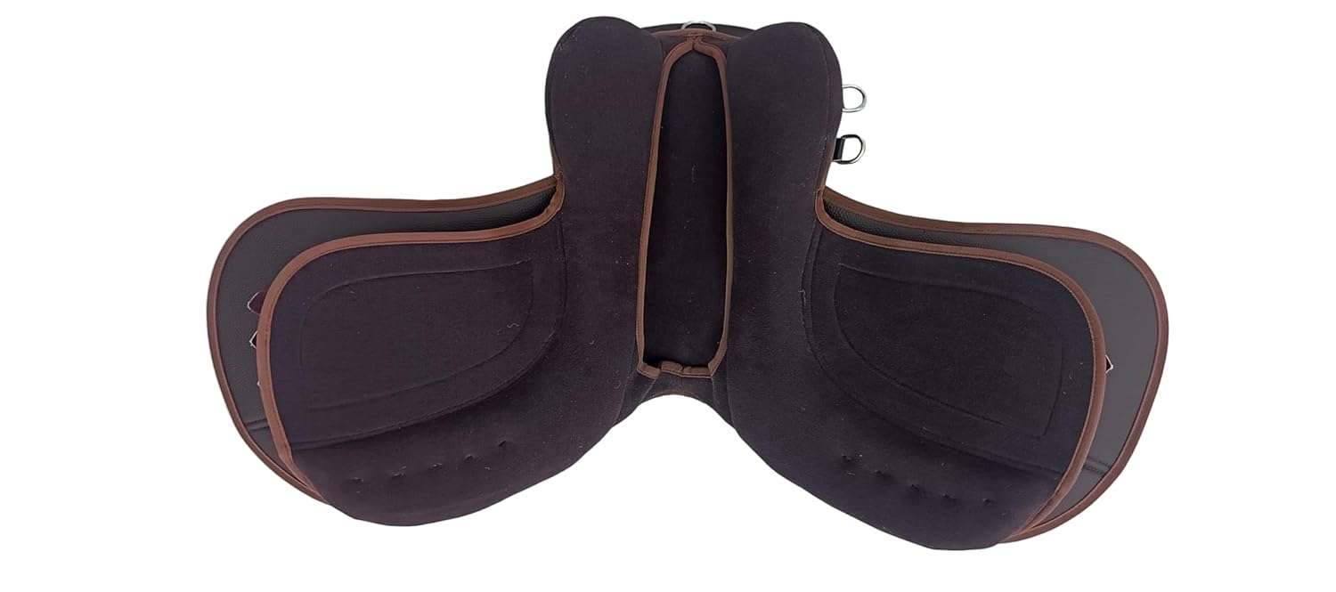 Brown Synthetic Leather Horse Saddle 16 Seat Lightweight