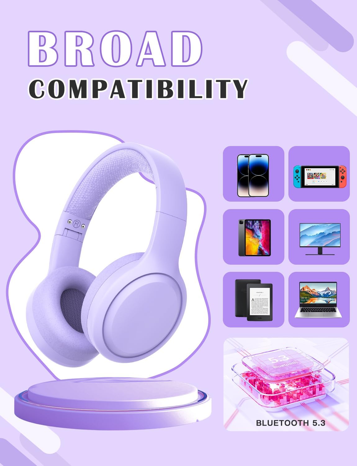 Kids Bluetooth Over Ear Headphones Foldable With Mic TF Card