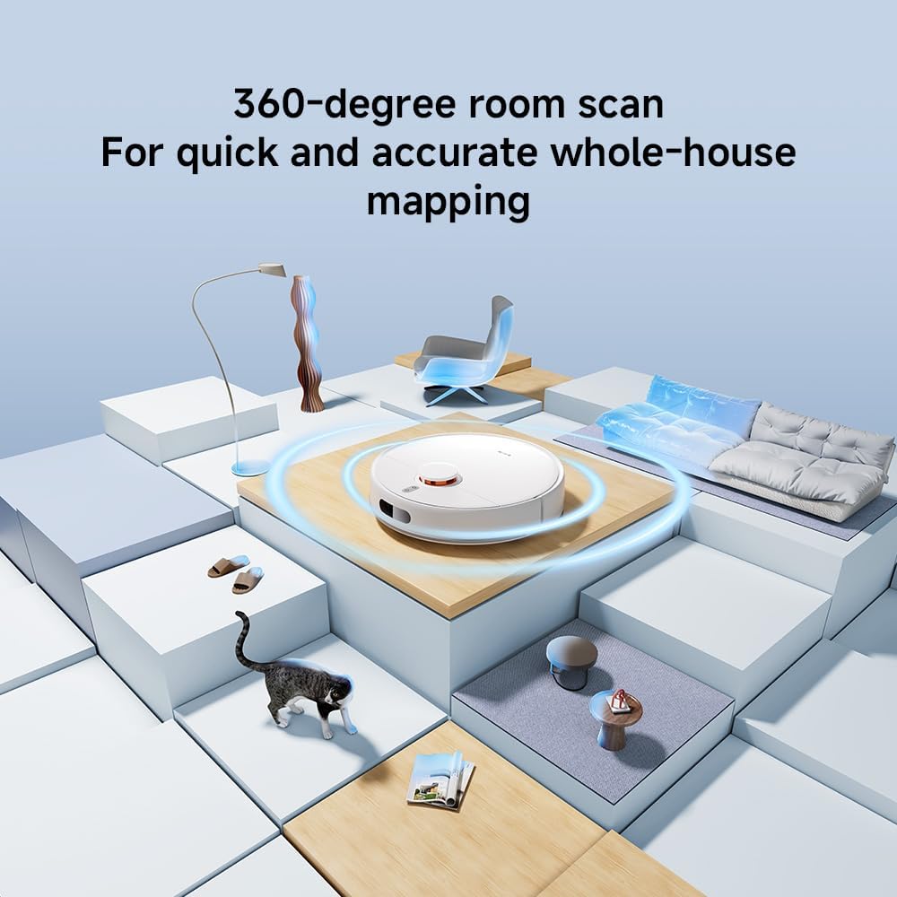 Robot Vacuum Mop 5000Pa LiDAR Mapping WiFi App Pet Hair