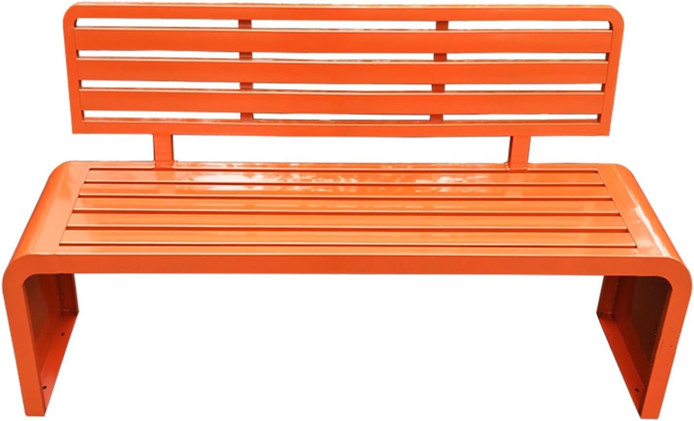 3 Seater Metal Garden Bench 150cm Weatherproof Patio Seat Orange