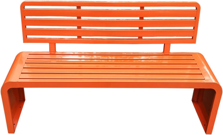 3 Seater Metal Garden Bench 150cm Weatherproof Patio Seat Orange