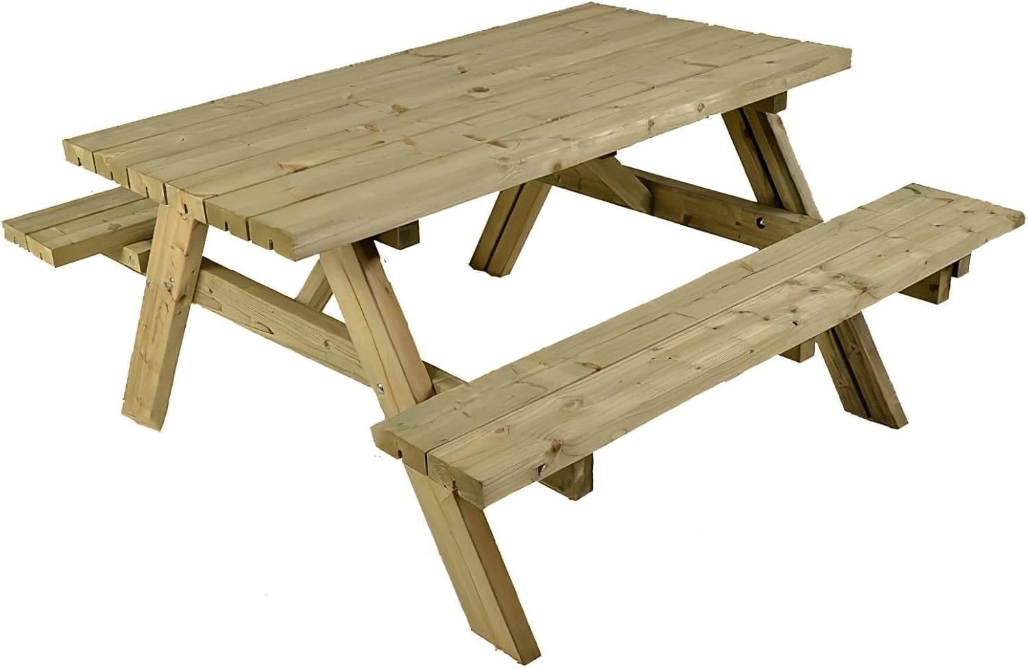 6 Seater Wooden Picnic Table Bench Set w/Fold Up Seats