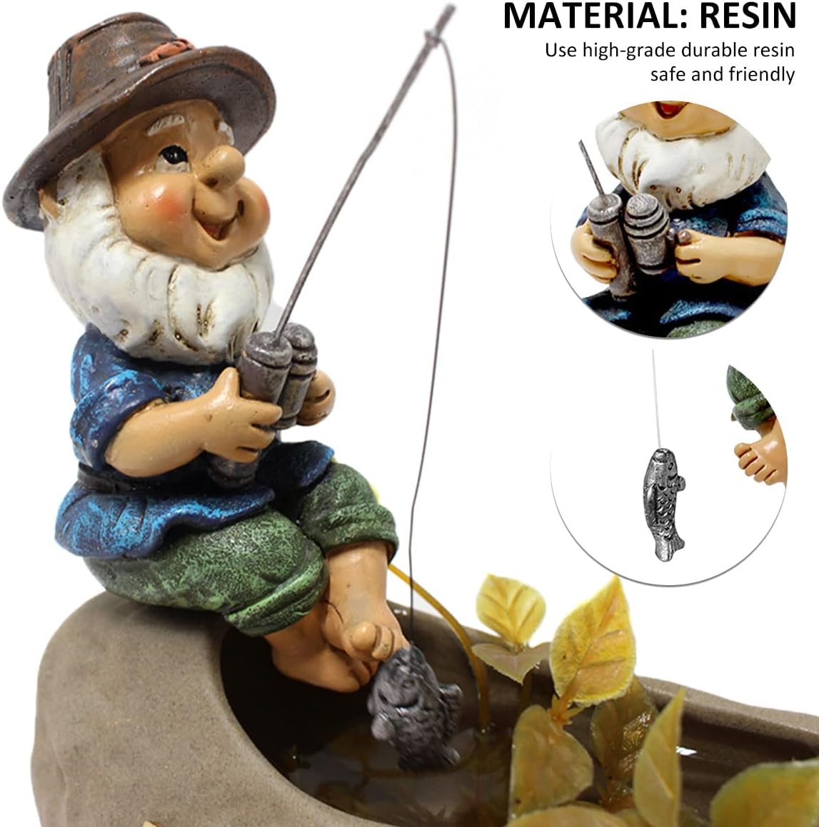 Fishing Garden Gnome Statue Funny Resin Outdoor Patio Decor
