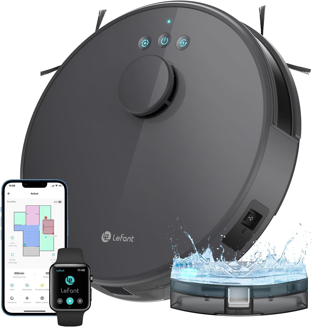 Robot Vacuum Mop 5500Pa LiDAR Smart Mapping Pet Hair