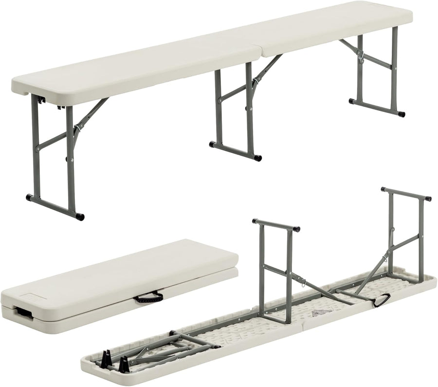 Set of 2 Folding Garden Benches 6ft Portable Event Seats