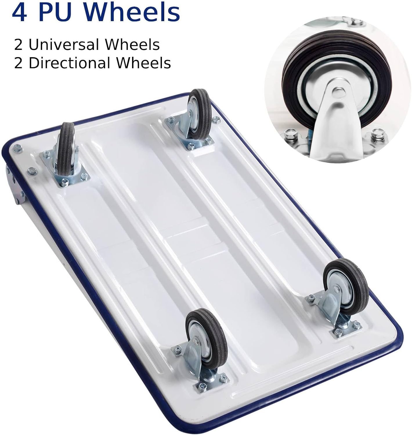 Folding Push Cart Dolly 150KG Flatbed Trolley Blue