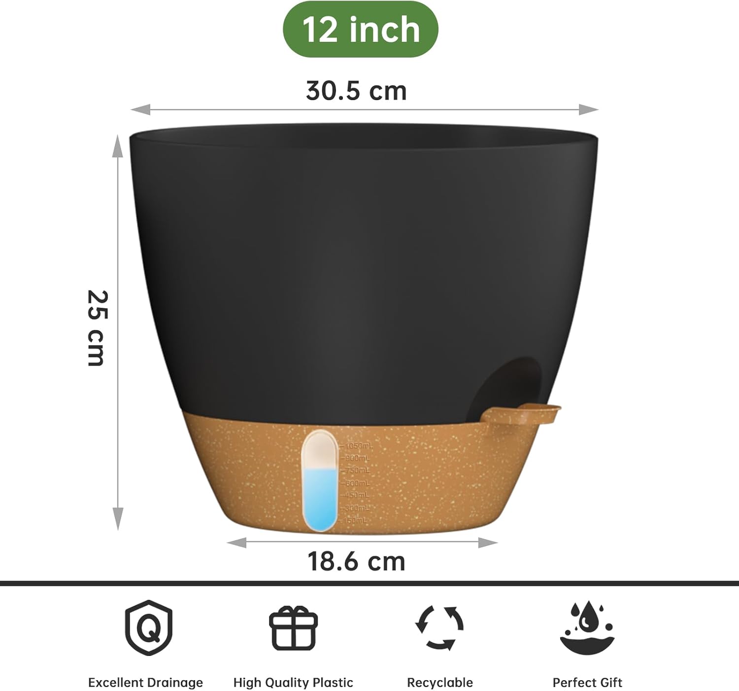 Self Watering Plant Pots 30cm Drainage Indoor Outdoor Planter Set 2