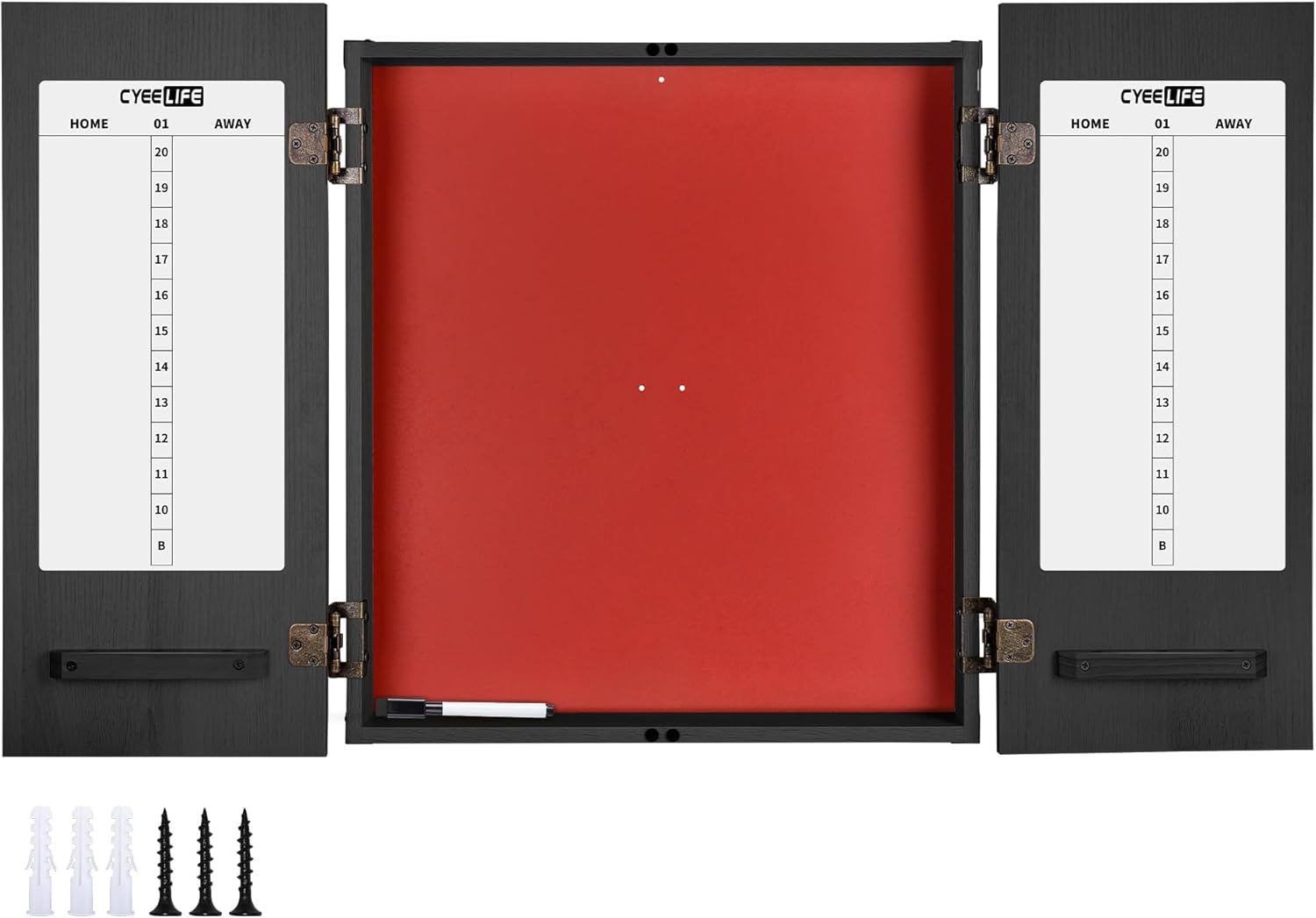 Steel Dartboard Cabinet Wood Heavy Duty Storage Doors Wall Mount