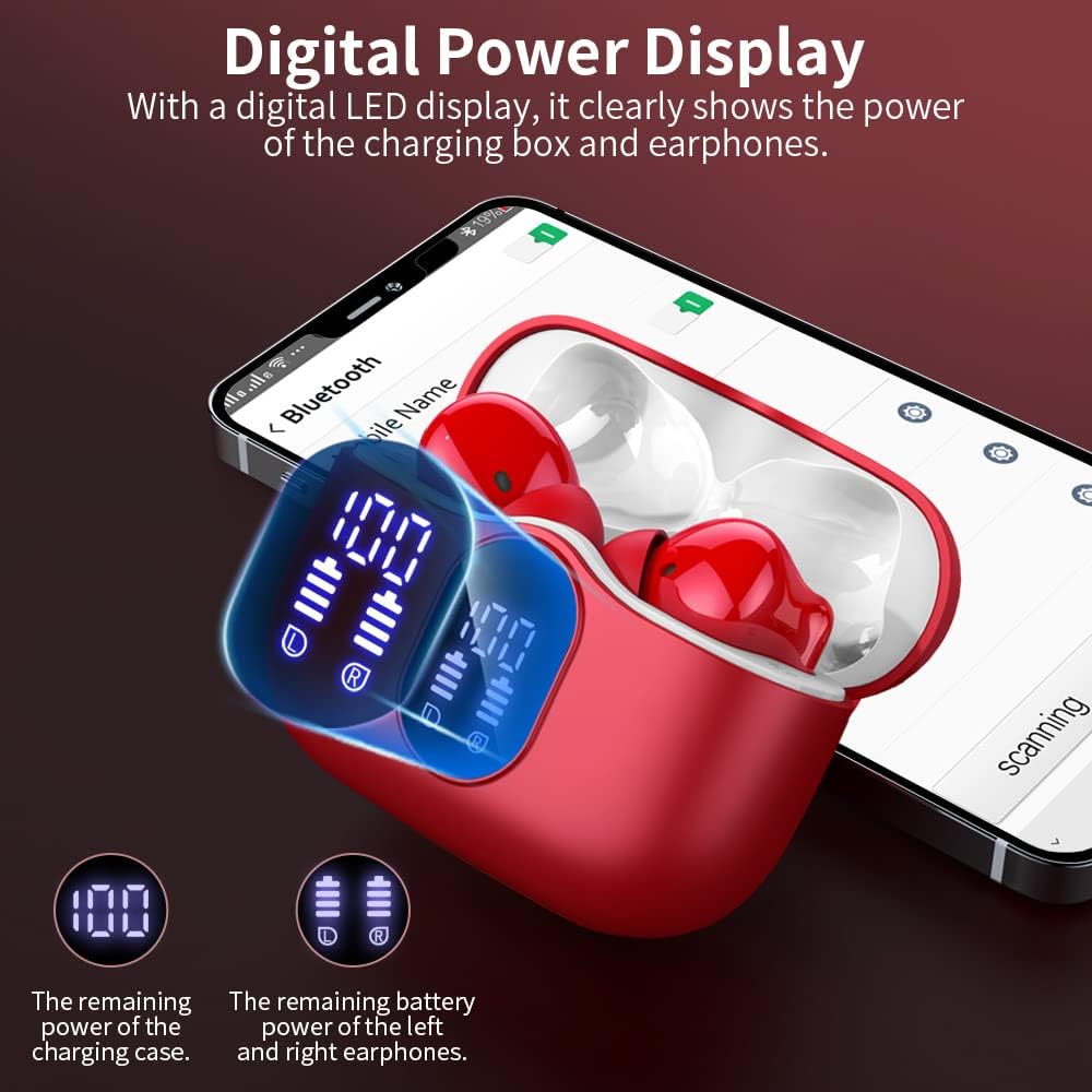 True Wireless Bluetooth 5.3 Earbuds ENC Mic Stereo Bass 36H LED