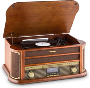 Retro Record Player Bluetooth CD Cassette Radio Brown