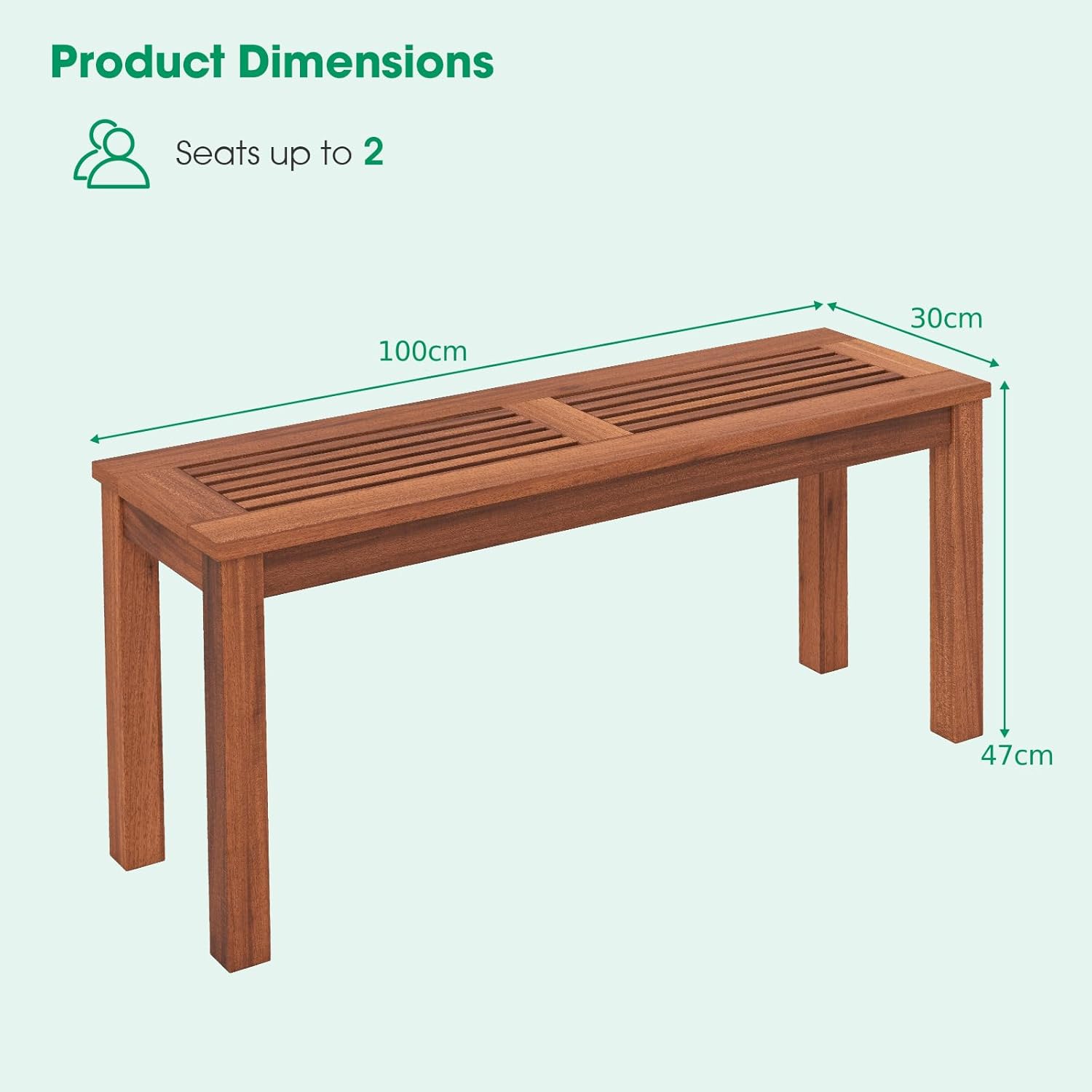2 Seater Wooden Garden Bench Rustic Slatted Patio Seat