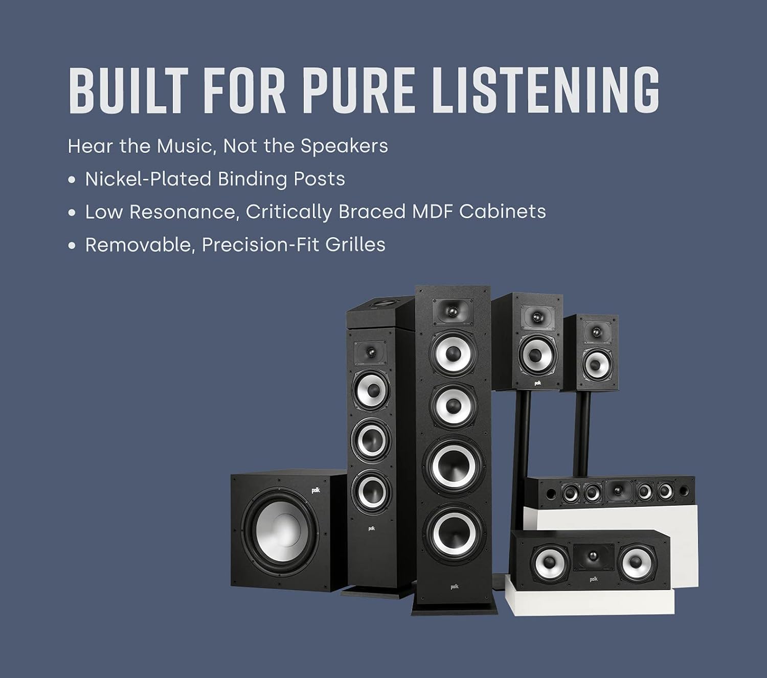 Center Channel Speaker Slim Dolby Atmos DTS X Hi Res Home Audio