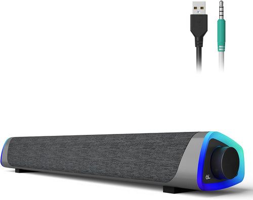 USB Computer Soundbar Speakers RGB LED Desktop PC Laptop