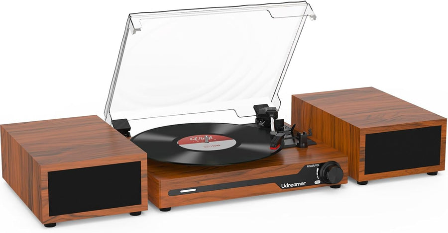 Vintage 3-Speed Bluetooth Vinyl Record Player with Dual Stereo Speakers