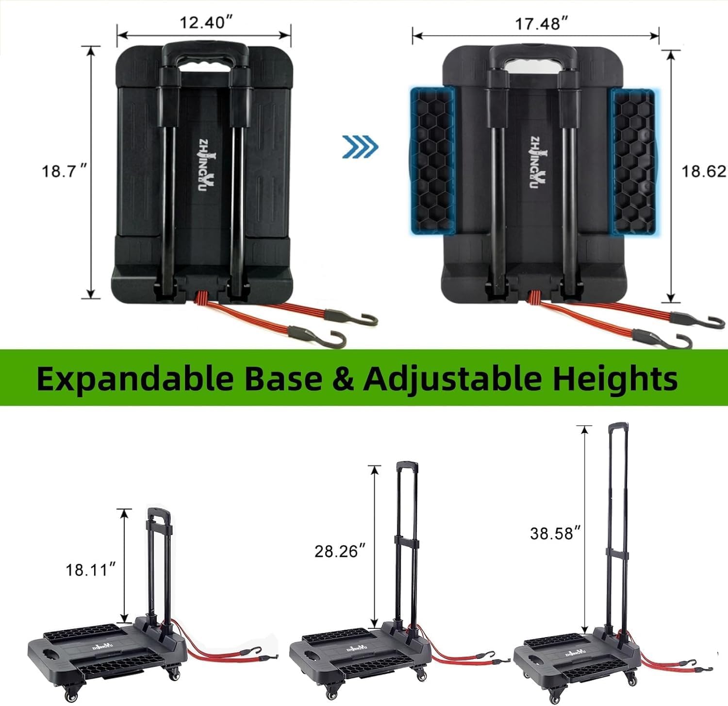 Heavy Duty Folding Hand Truck 100KG 4 Wheel Steel Cart