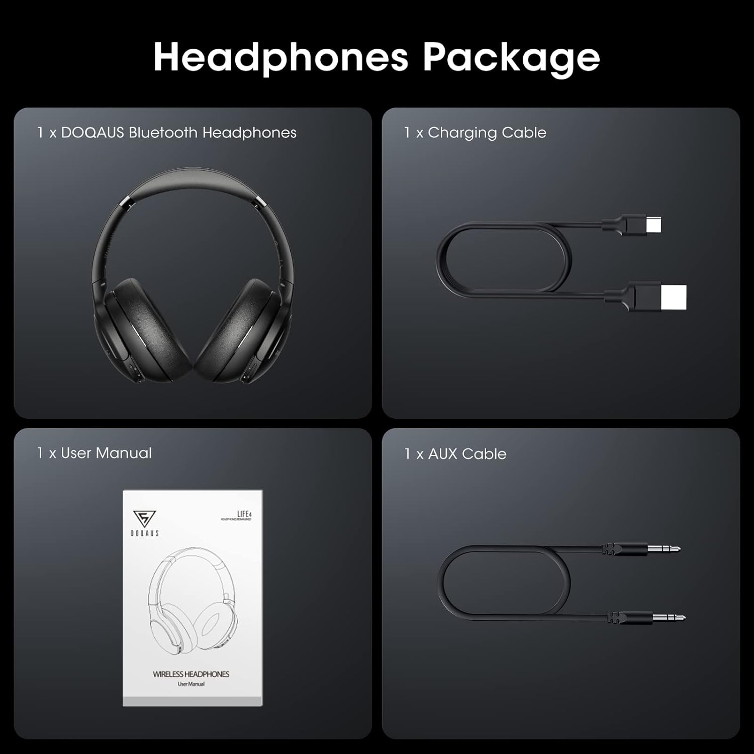Bluetooth Over Ear Headphones 90H Playtime HiFi Stereo Bass 9 EQ Wireless
