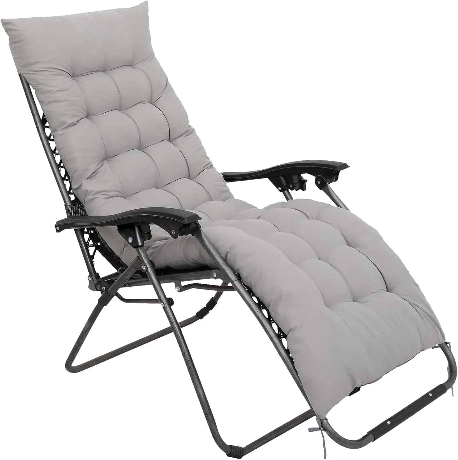 Set of 2 Zero Gravity Reclining Chairs with Cushions Black