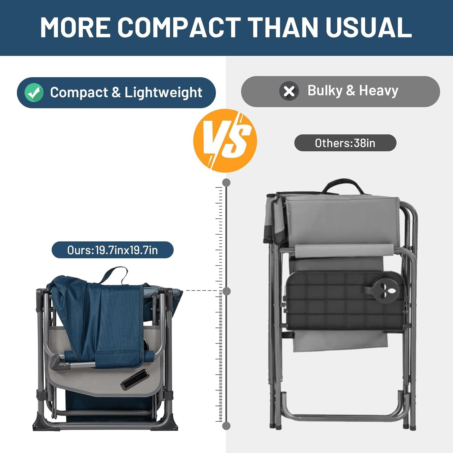 2 Pack Heavy Duty Folding Directors Camping Chairs Blue