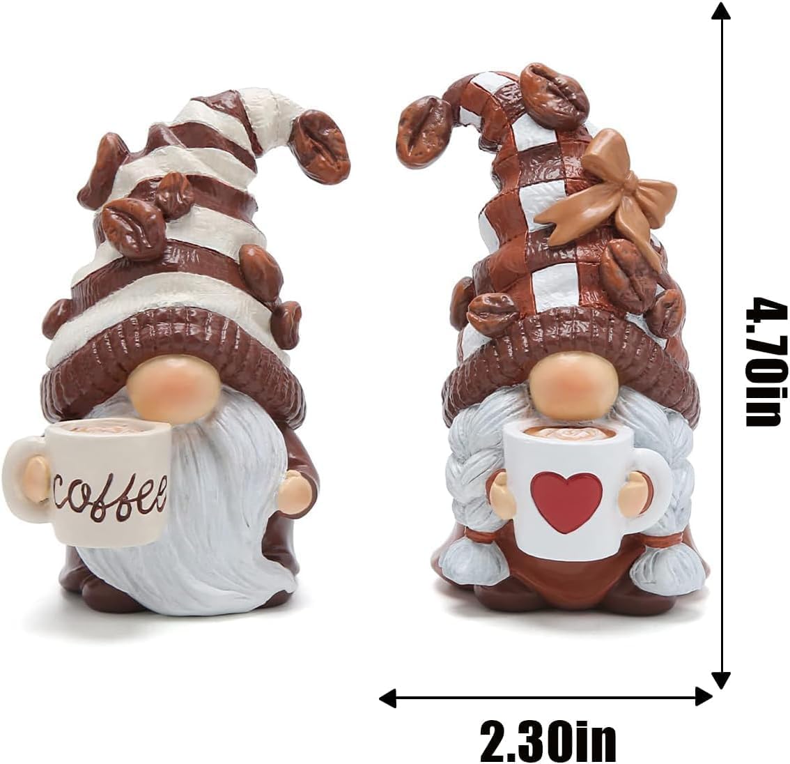 2Pcs Coffee Gnome Figurines Resin Swedish Tomte Decor
