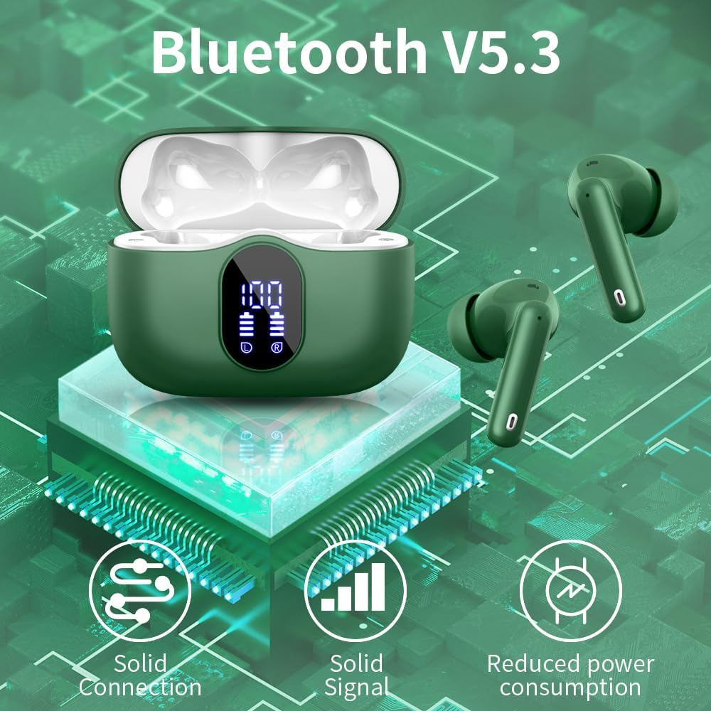 Mini Wireless Bluetooth 5.3 Earbuds ENC Mic Deep Bass 36H LED Case