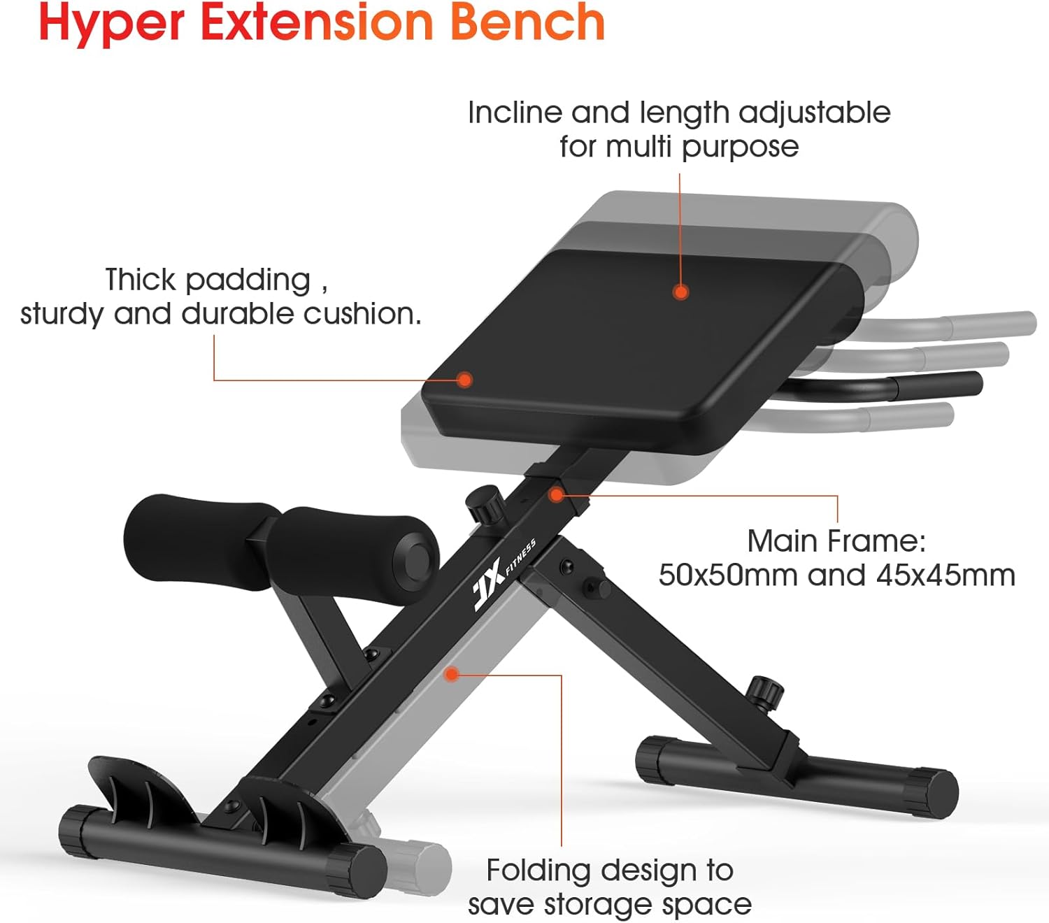 Foldable Roman Chair Hyperextension Bench Back Extension Glutes Core