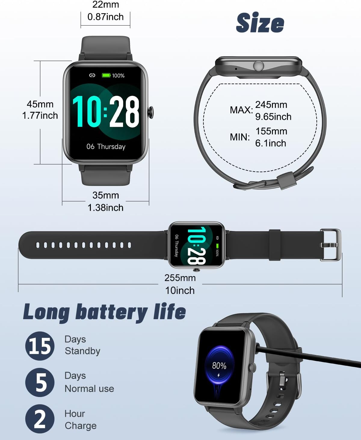 Smart Watch Bluetooth Call Heart Sleep Fitness Tracker