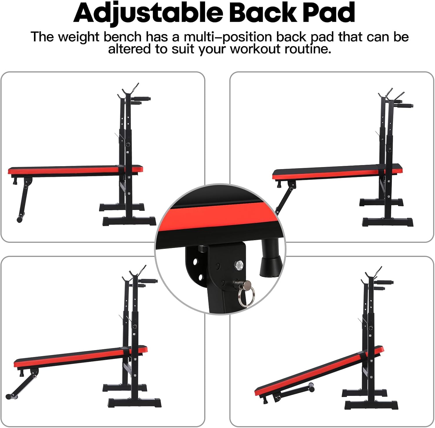 Adjustable Weight Bench Barbell Rack Foldable Bench Press Dip Station
