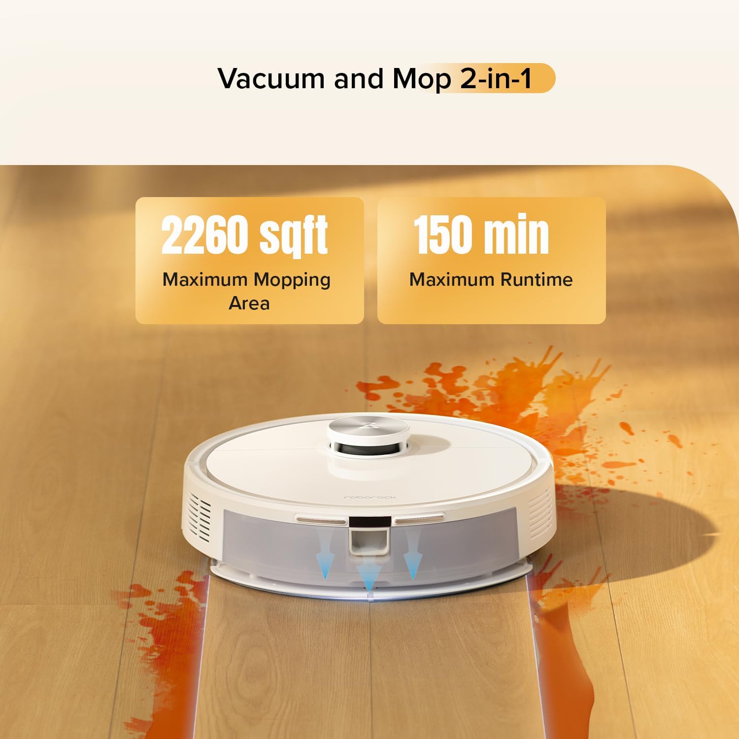 Robot Vacuum Mop 10000Pa LiDAR Mapping App Control Pet Hair