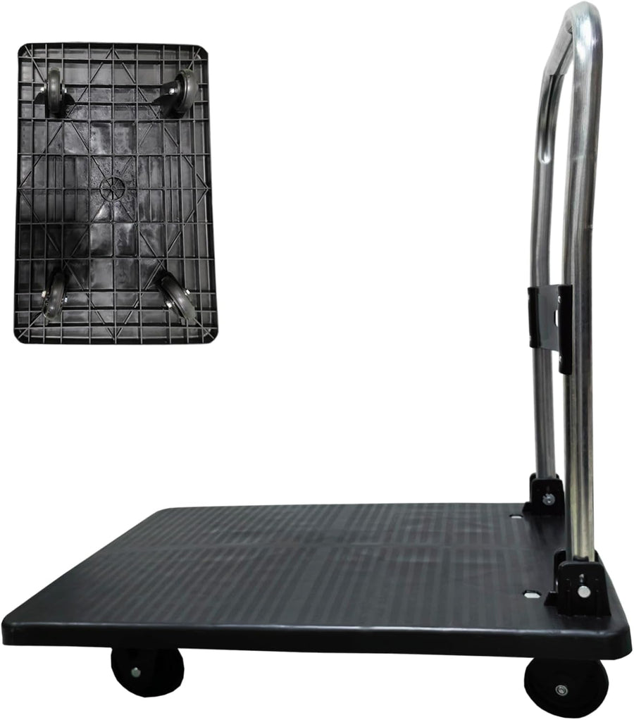 140KG Folding Platform Trolley Flatbed Cart Swivel Wheels