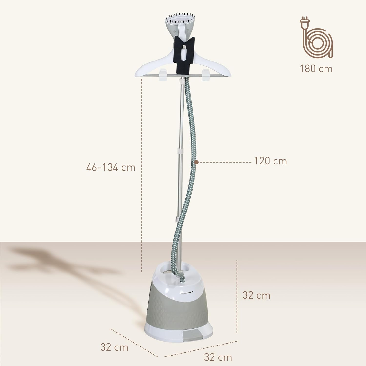 Upright Garment Steamer 1800W 1.8L Tank 50 Min Steam 36g
