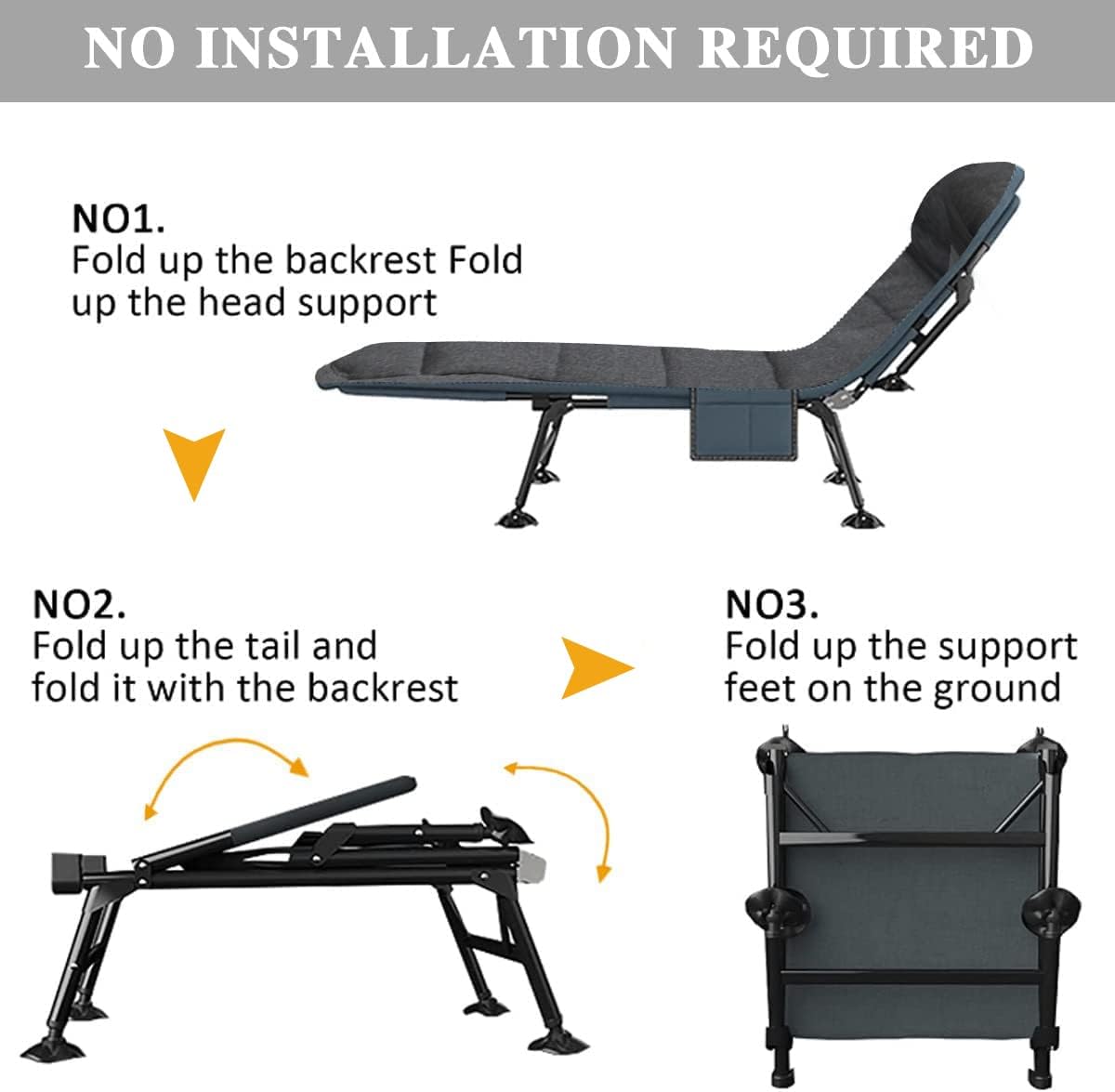 Adjustable Folding Sun Lounger Bed Grey 5 Position