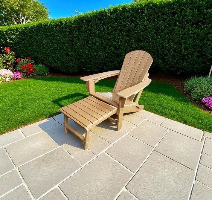 Adirondack Garden Chair w/ Pull Out Footrest & Cup Holder Polywood