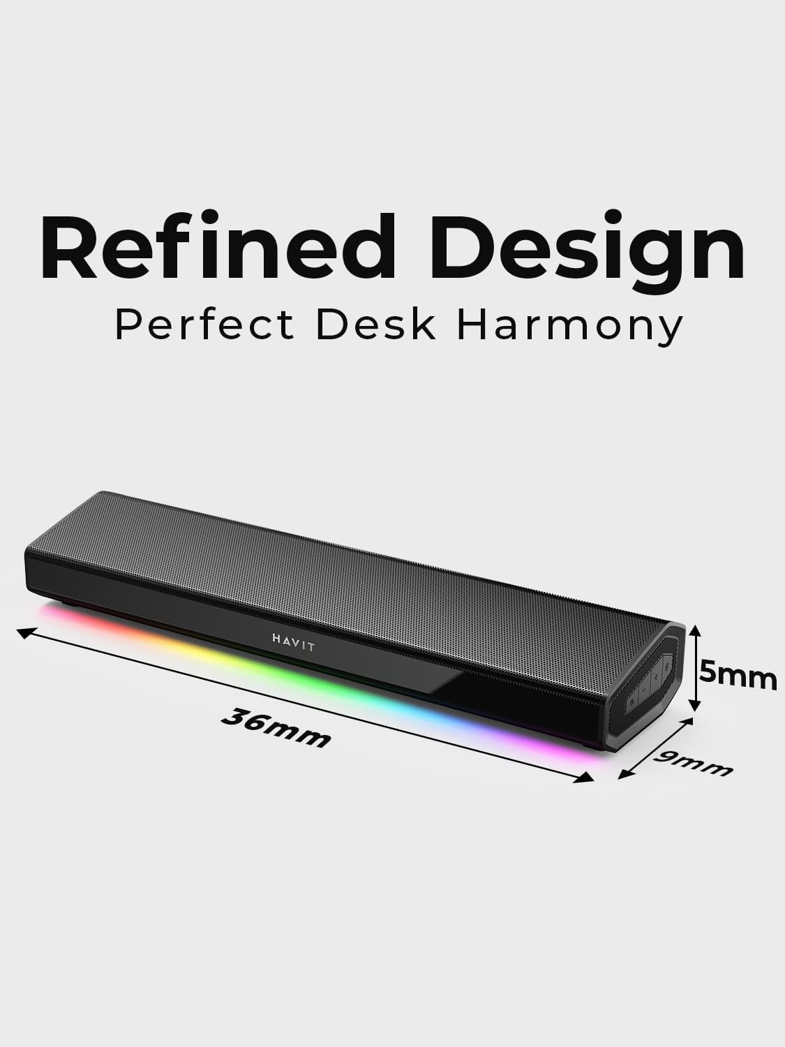 20W Bluetooth PC Soundbar RGB USB Desktop Speaker 3D Stereo